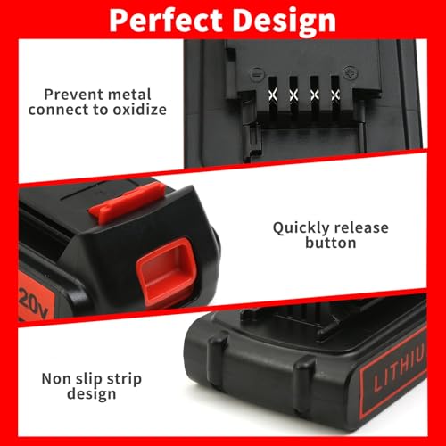 Image of 4.0Ah 20V Lithium Battery for Black and Decker Power Tools - 2 Pack | 20V Max Replacement Battery for LBXR20 LBX20 LBX4020, Extended Runtime for Cordless Tools (Non-OEM)