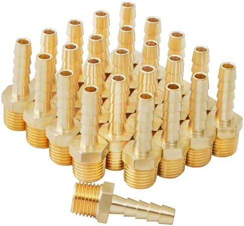 SUNGATOR 25-Pack 1/4" Barb To 1/4" NPT Brass Hose Fittings - Air Hose Repair Adapter Kit