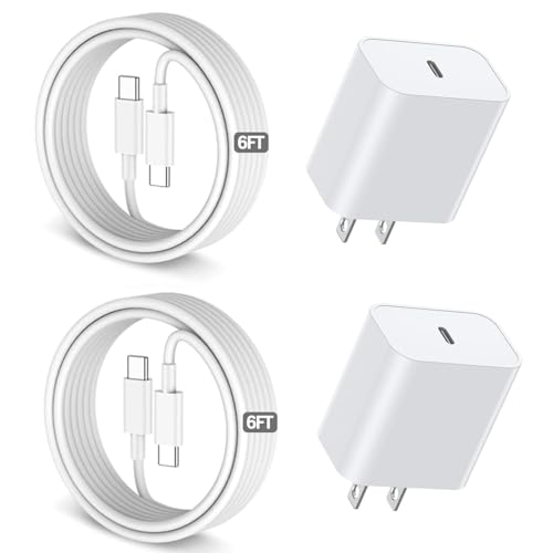 6FT iPhone 17 16 15 Charger Fast Charging, 2Pack 20W USB C Apple Charger Travel Plug Block Phone Charging Cable Cord for iPhone 17 Air/17 Pro/17 Pro Max/16e/16 Pro Max/16 Plus/15/15 Pro/15Pro Max/iPad