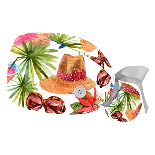 Chapeaux de travail respirants JDEZ (lot de 2) avec motif d'été pour hommes et femmes