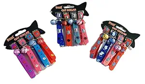 SOLLARS Adjustable Multiple Colors Pet Dog Rubber Silicone Cat Collar with Bell Puppy Collar Training Collar Design in Butterfly (Pack of 1) (CAT Print)