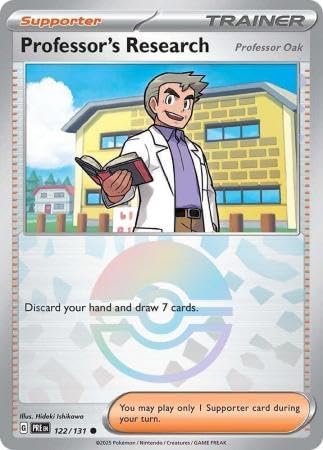 Pokemon - Professor’s Research Professor Oak 122/131 – Prismatic Evolutions – Pokeball Reverse Foil - Single Card