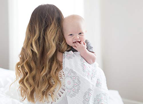 Image of SwaddleDesigns Large Marquisette Receiving Swaddle Blanket for Baby Boys & Girls, Soft Premium Cotton Muslin, Boutique Quality, Best Shower Gift, Pink Medallions, Parent Picks Award Winner