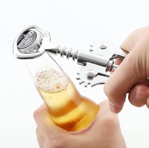 Wing Corkscrew Red Wine and Beer Bottle Opener with Wine Foil Cutter and Wine Stopper (401-Silver) - Image 5