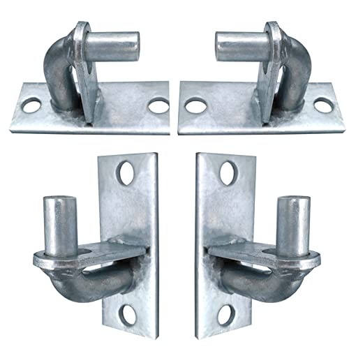 Image of 4 Pack Wall Mount Gate Hinges, Heavy Duty Chain Link Fence Gate Hinges with 5 /8 Hinge Pin for Fences & Farm Gates (Screws Not Included), Silver