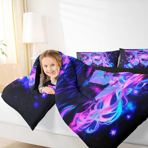Image of Erosebridal 3D Mushroom Girls Bedding Sets King - Japanese Modern Fashion Comforter Set for Kids Adults Abstract Graffiti Duvet Insert Watercolor Aesthetic Quilt