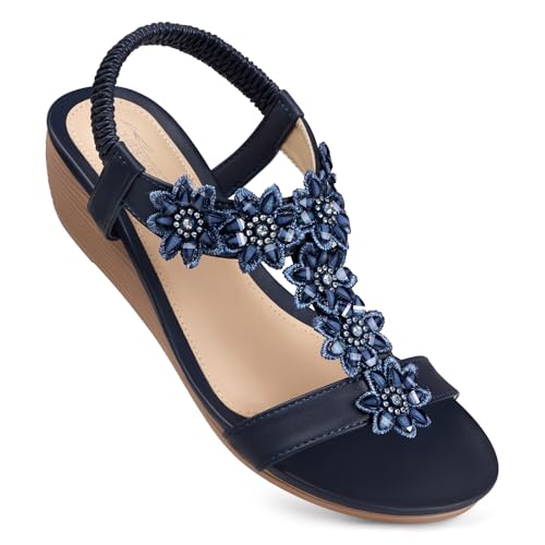 Image of SHIBEVER Wedge Sandals for Women Dressy: Summer Platform Comfortable Low Wedges Womens Sandal