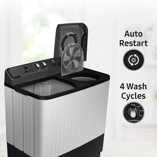 Image of Samsung 10.5 kg, 5 star, Semi-Automatic Top Load Washing Machine (WT10C4260GG /TL, Air Turbo Drying, Light Gray,)