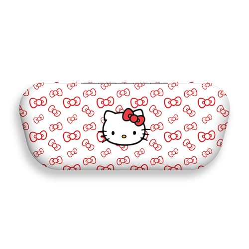 Hello Kitty Eyeglass Case with Matching Cleaning Cloth – Hard Shell Glasses Holder with Soft Velvet Lining – White