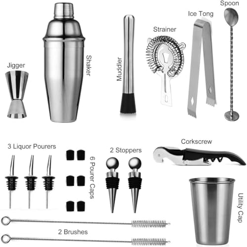 Set coctelera de acero inoxidable 750 ml con 12 piezas miniatura 2