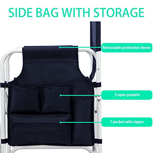 Abacad Tall Director Chair Foldable, Portable Makeup Artist Chair Bar Height, Outdoors Folding Chair With Side Table Storage Bag Foot Rest, Black #TOP5