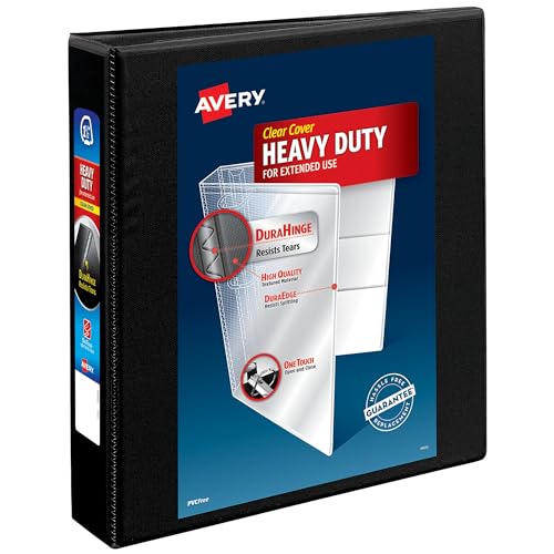 avery heavy-duty view 3 ring binder 1534 one touch slant rings holds 8534 x 1134 paper 1 black binder 05400