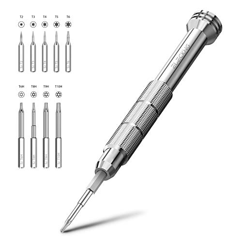 ELECKING 10 in 1 Torx Bit Precision Screwdriver Set, T2 T3 T4 T5 T6 T6H T8H T9H T10H Torx Screwdriver Set Magnetic Screwdriver Kit for Electronics, Laptop, Tablet and Game Console