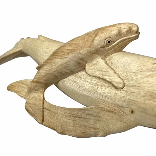 Estatua decorativa de madera tallada gloriosa ballena jorobada 20 in miniatura 7