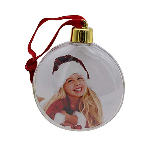 Easy-topbuy Bola De Navidad Transparente Marco De Fotos Colgantes De Plástico Adornos Navideños para Arbol para La Decoración del Festival De La Fiesta De Bodas