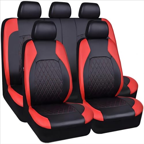 OushOp Car Seat Cover Sets for-Peugeot 208 (2015-2020) Peugeot 208 (2015-2020), Leather Full Surround Waterproof Breathable Comfortable Interior Protector Accessories,C