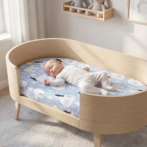 Image of Baby Bassinet Sheets for Baby Boy Girls,4-Pack Fitted Bassinet Sheets Set Compatible with Halo Bassinest Swivel Sleeper,Baby Delight,Angelbliss,32 inchX16 inch (Arctic Circle)