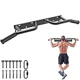 SELEWARE 高耐久壁取り付けドアウェイプルアップバー 完全溶接 多機能チンアップバー 抵抗バンドフック付き ボディワークアウト ホームジムシステム 耐荷重500ポンド サポートビームまたはジョイストマウント