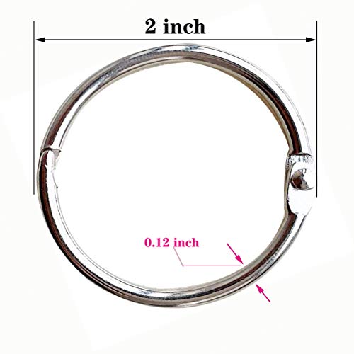 Anéis de metal para livro de 5 cm, anel de fichário de folhas soltas (pacote com 8) para escola, cas