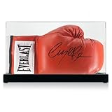 Exclusive Memorabilia Nigel Benn Signed Red Boxing Glove. Display Case