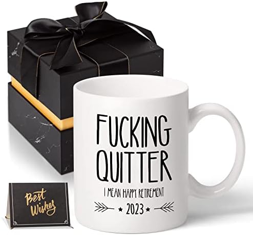 Funny Retirement Gifts for Men Women-Quitter I Mean Happy Retirement Coffee Mugs 2023, Unique Retired Mugs Gift Ideas for Coworkers Office & Family