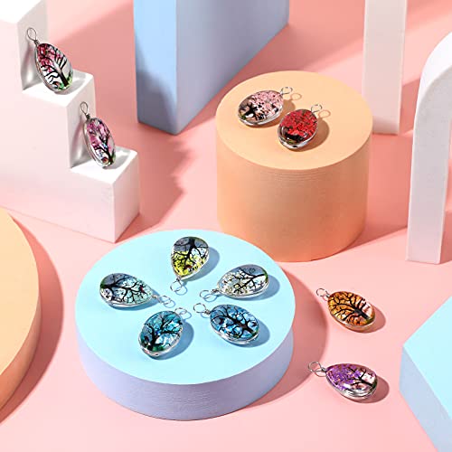 Junkin 12 Pieces Dried Flower Tree Pendant Mixed Colors Transparent Resin Charms Water Drop Glass Beads Lacework Pressed Flower Charms For Necklace Making Jewelry Diy Craft, 0.7 X 1 X 0.3 Inch #TOP2