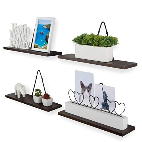 Rustic State Moma Wall Mounted Decorative Shelves Floating For Bathroom Bedroom Kitchen Living Room And Office With Triangle Bracket Set Of 4 Walnut #TOP3
