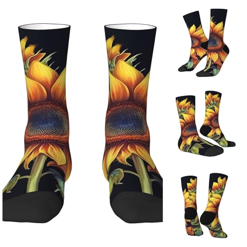LZQPOEAS Summer Sunflower Athletic Socks Unisex Cushioned Crew Socks Hiking Running Calf Sock Soft Above Ankle Sock
