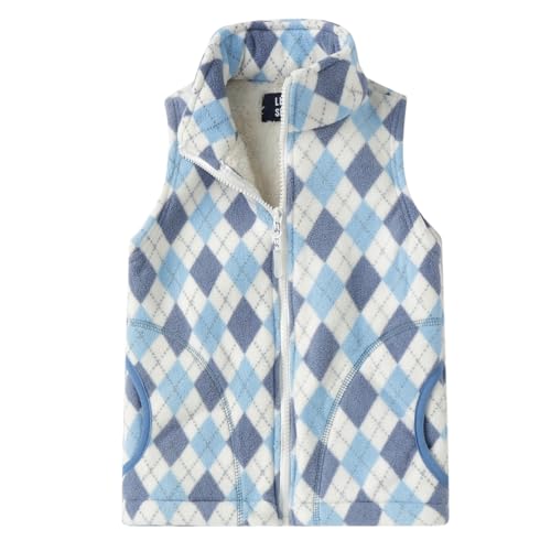 Image of LittleSpring Kids Fleece Vest with Fur Lined Zip Up Warm Thickening Winter Sleeveless Jacket