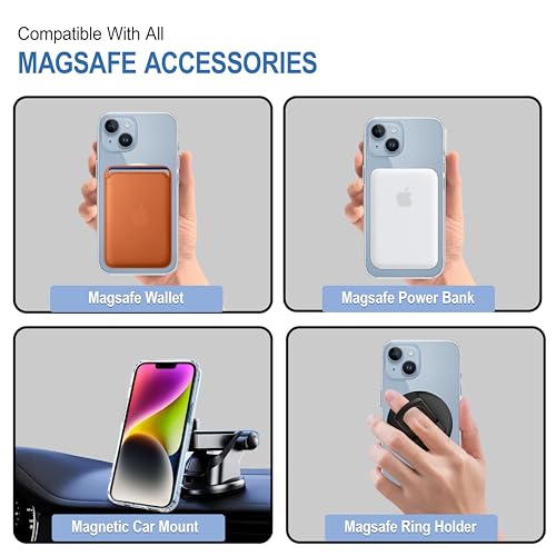 Image of CEDO Magfit Backcover for iPhone 14 Plus | Mag-Safe Wireless Charging | Designed with Magnetic Lock Shockproof Phone Bumper Transparent Back Case Cover (Transparent)