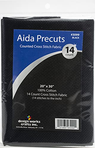 Image of Design Works Crafts 14 Pre-Cut for Counted Cross Stitch-Black Aida Fabric 3099