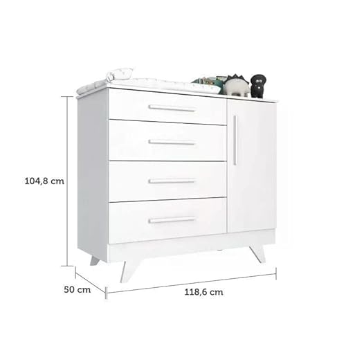 Quarto de Bebê Completo com Cômoda Berço e Guarda Roupa 100% Mdf Retrô Kakau Espresso Móveis