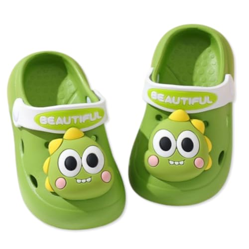 【DUXING】恐竜子供クロッグサンダル アヒル かわいい EVA サンダル 女の子 男の子 軽量 バックバンド アウトドア 室内履き (グリーン, 日本の靴のサイズ寸法, キッズ, 数値, 18.0 cm)