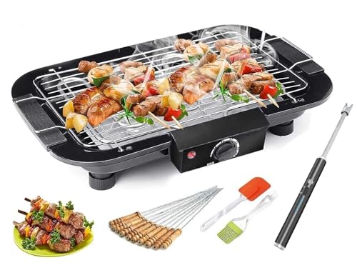Image of 2000 Watt Electric Barbecue Grill, (BBQ Combo With Lighter) (Electric BBQ With Lighter) (BBQ COMBO WITH GAS LIGHTER)