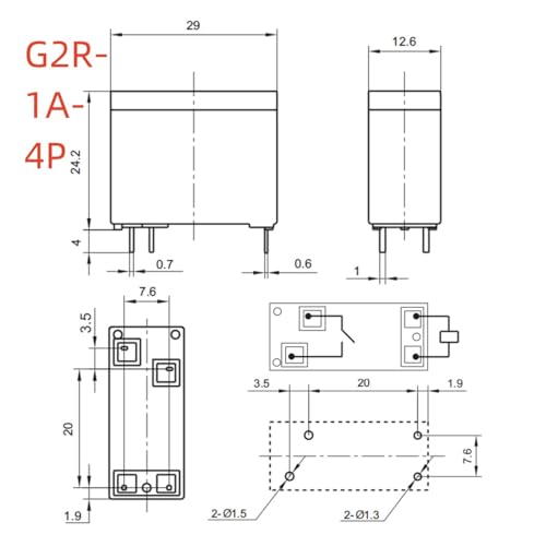 Relé G5JS-1A-NT 12VDC componente electrónico 4 pines para PCB 3