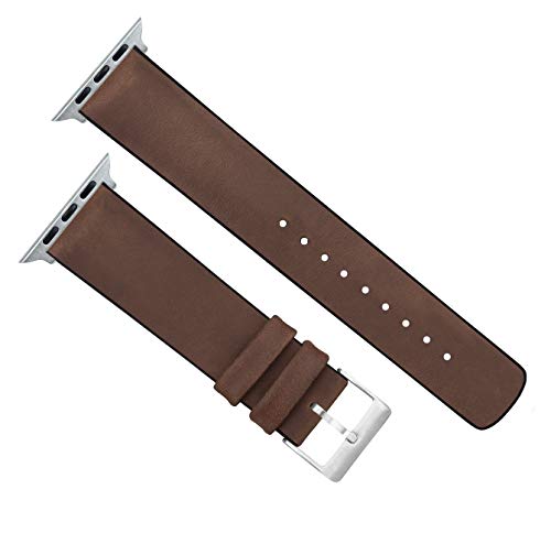 Image of BARTON WATCH BANDS- Black Leather and Rubber Hybrid - Choose Color & Size - Compatible with All Apple Watches (Ultra, SE, 8, 7, 6, 5, 4, 3, 2, 1) - 38mm, 40mm, 41mm, 42mm, 44mm, 45mm, 49mm