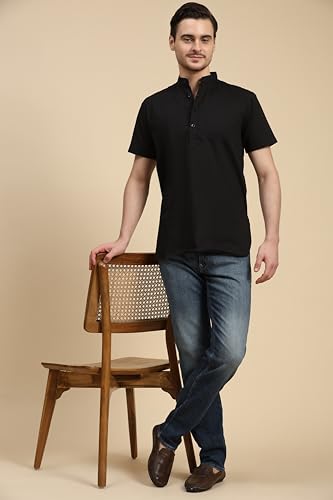 Image of SKAVIJ Men's Cotton Tunic Casual Short Kurta Top Regular Fit
