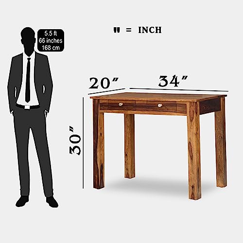 Image of Solid Wood Folding Study Table Laptop Computer Pc Writing Foldable Desk for Home & Office Space Saving Sleek Design (Natural Finish 1, Standard)