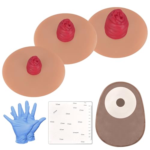 Image of Sticky Ileostomy Simulators, Stoma Training Model Set | Ostomy Care Practice Models for Medical Training and Patient Education, Tan