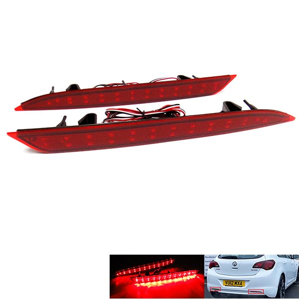 2 reflectores de parachoques trasero de lente roja LED antiniebla luz de freno DRL para Astra VI J 5D Hatchback 2009-2012