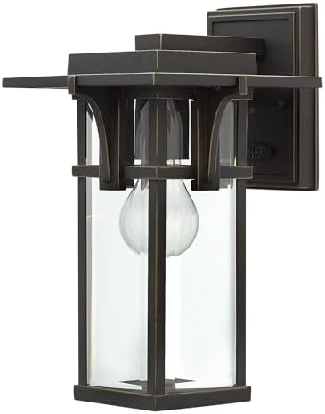 Hinkley Manhattan Single Light Outdoor Wall Mount Lantern, Aluminum, Clear Beveled Glass Panels, Craftsman Style, Oil Rubbed Bronze Finish