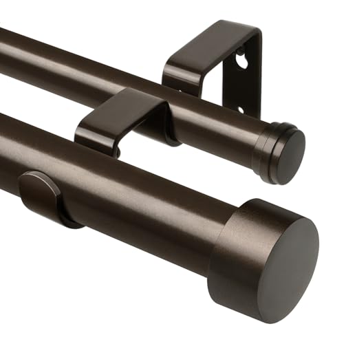 KAMANINA Bronze Gardinenstange 2 Läufig 90 to 182 cm 25 mm Ausziehbar Gardinenstangen Gardinenstange Doppelläufig mit Einfachen Endkappen für Fenster