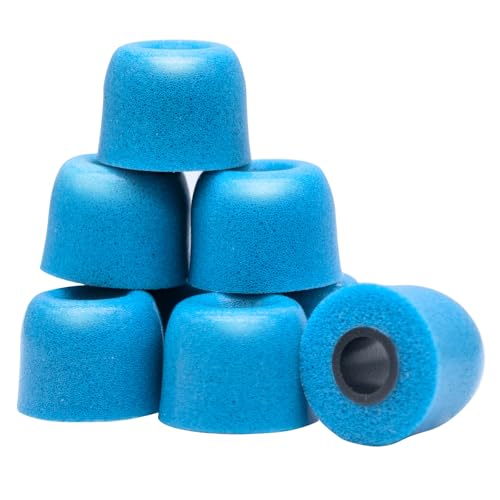Klowcok IEM Foam Ear Tips for KZ Moondrop FiiO Sennheiser and More Superior Noise Isolation Comfort Fit Memory Foam Earbud Tips Blue (S/M/L) (3 Pairs)