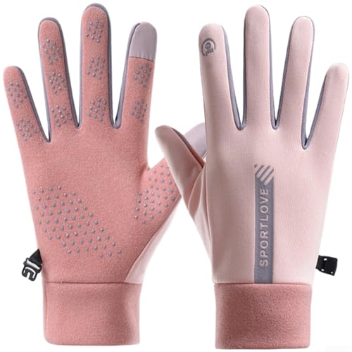 Yelvera Gants de cyclisme pour couples avec matériau coupe-vent imperméable, doublure thermique, compatibilité avec écran tactile et paume antidérapante pour une utilisation en extérieur (A)