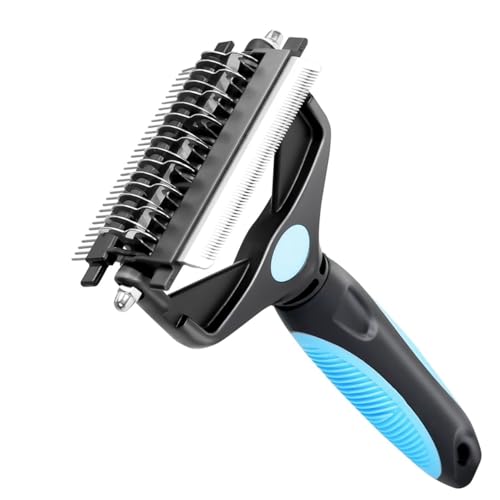 Yizhet Hundebürste Unterwolle 3 in 1, Doppelseitige Unterfellbürste mit Klingen 17+9, Unterwollbürste zur Entwirrung & Verfilzungen der Hunde Katzen mit Langhaar, dichtem Fell, Unterwolle, Knoten