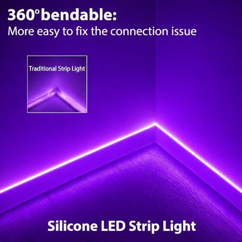 Image of Purple Neon LED Strip Light 5 Meter with Adapter | Flexible IP65 Waterproof Silicone Rope Light for Indoor and Outdoor Bedroom, Ceiling, Gaming Room, Party & Decoration