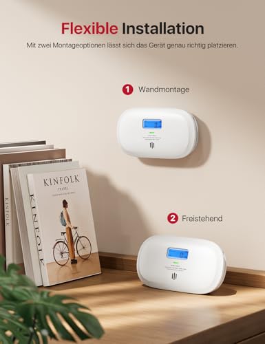 X-Sense Smart Kohlenmonoxid Melder XC0C-iR, Stummschaltung per App, CO Melder mit LCD-Digitalanzeige, Kohlenmonoxidmelder mit austauschbarer Batterie, 1 Stück