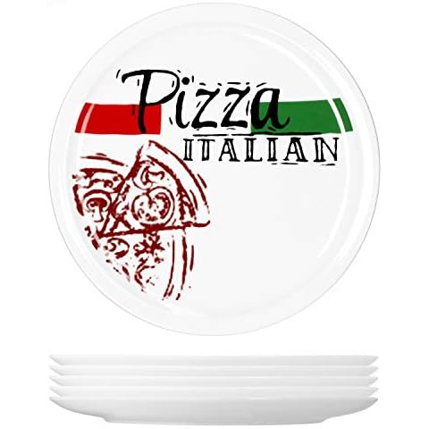 MamboCat 6-er Set Pizzateller Pizza Italian Ø 30,5 cm große weiße Teller aus Steingut zum Anrichten Cover