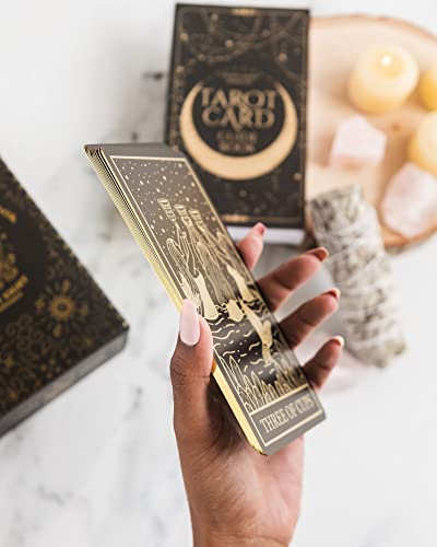 Image of Eighty Eight Miracles 78 Pieces Black and Gold Foil Tarot Cards - Large Tarot Deck with Detailed Guidebook - Symbolic Meanings of Past, Present, and Future - for Beginners and Experienced Readers
