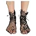 OJEVMLFVQ Lace Socks 3pcs Fashion Women's White Black Lace Ribbon Bow Socks Ladies Sexy Transparent Floral Sheer Mesh(Black)